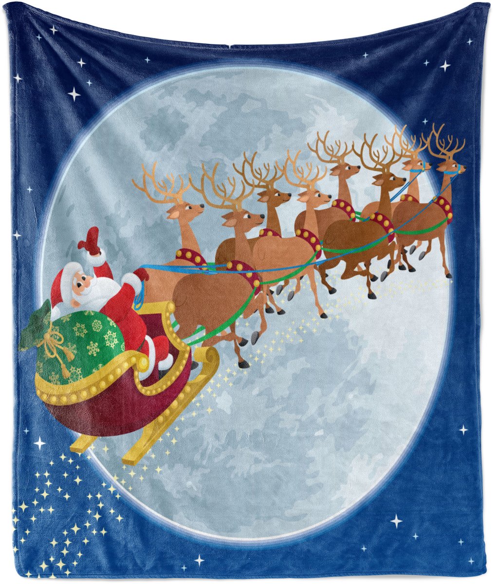ABAKUHAUS Kerstman Zachte Flanellen Fleece Deken, Kerstavond, Gezellige Pluche Plaid, 175 x 230 cm, Grijsblauw