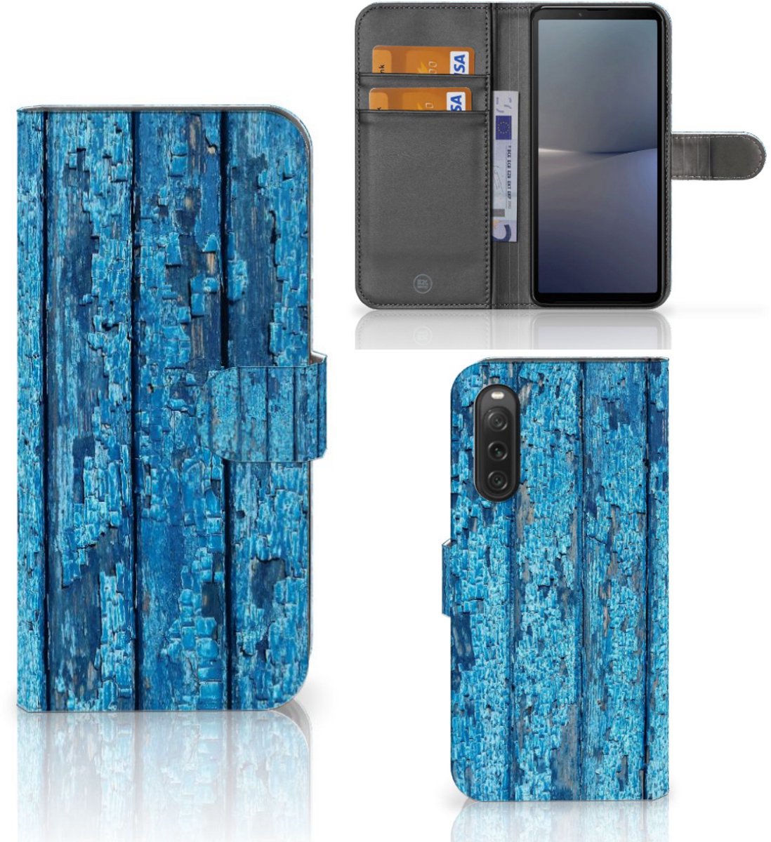 Sony Xperia 10 V Book Style Case Wood Blue