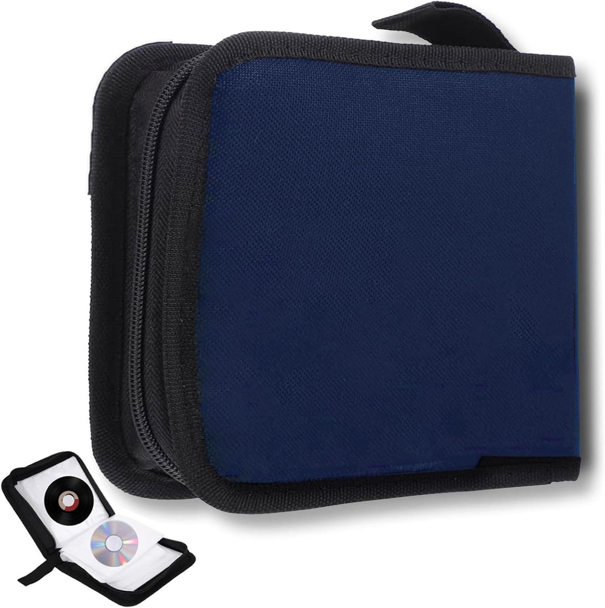 Opbergtas voor 40 CD en DVD Discs, Blauw, Handige Ritssluiting, Auto en Thuis Opbergmap