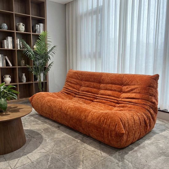 togo！！ Zipsofa Togo vloerstoel - 3-zits fauteuil - Chenille oranje