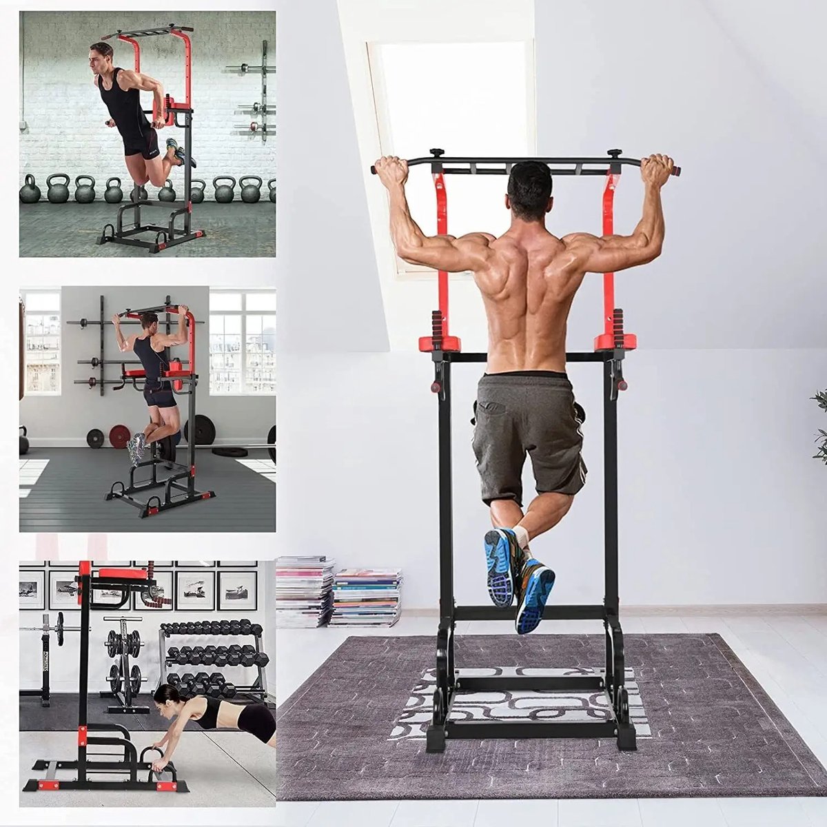 Zolara Pull up bar - Optrekstang - Dip bar - Thuis sporten - Pull up power station - Pullup bar - Trainingsapparatuur - Trainen - Krachtstation - Krachttraining - Fitness - Zwart