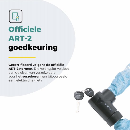 Voltano ART2 Kettingslot Pro - Ice Blauw - 110 CM - ART 2 Slot van Voltano — afbeelding 2