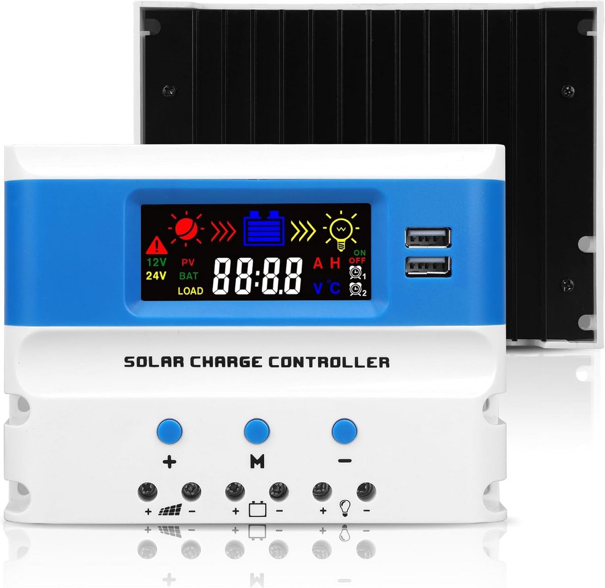 30A PWM Zonne Laadregelaar 12V/24V voor Zonnepanelen met LCD Display en USB