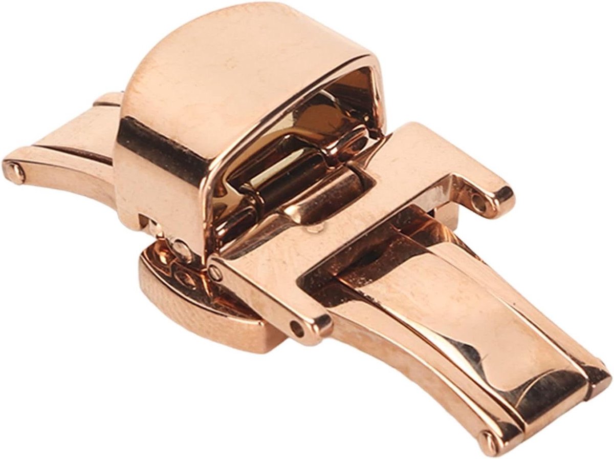 Horlogeband met vlindergesp - Rose goud - Roestvrij staal - Vervanging voor heren en dames - Polshorloge - Duurzaam en stijlvol - Comfortabele horlogeband.