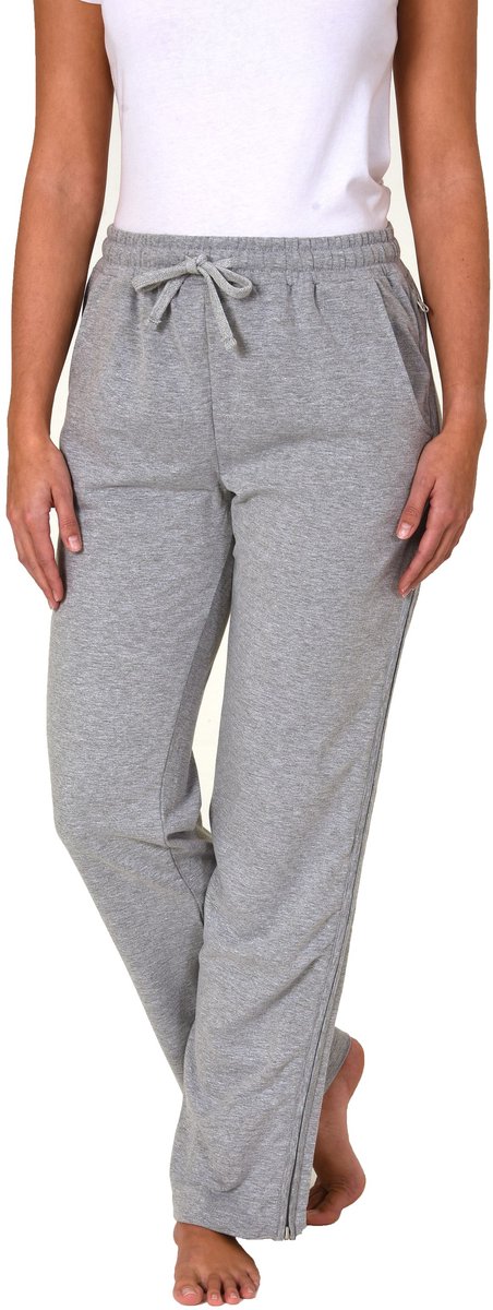 Normann Dames revalidatiebroek met zijrits Joggingbroek voor revalidatie, fysio, gipsbeen grau