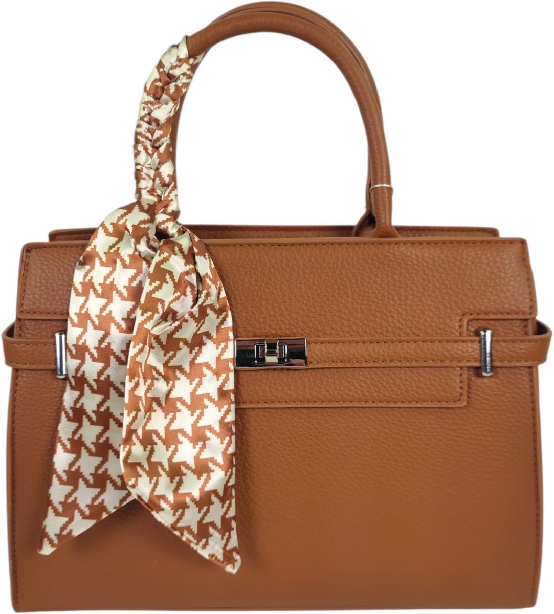 L'aphrodite - handtas met strik - lange draagriem - camel