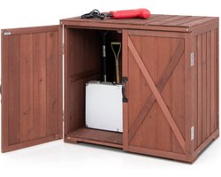 KOMFOTTEU tuinkast hout, tuinopslagkast met handgrepen, gereedschapsschuur, kleine schuur voor tuin & achtertuin, 77 x 56 x 72 cm, bruin