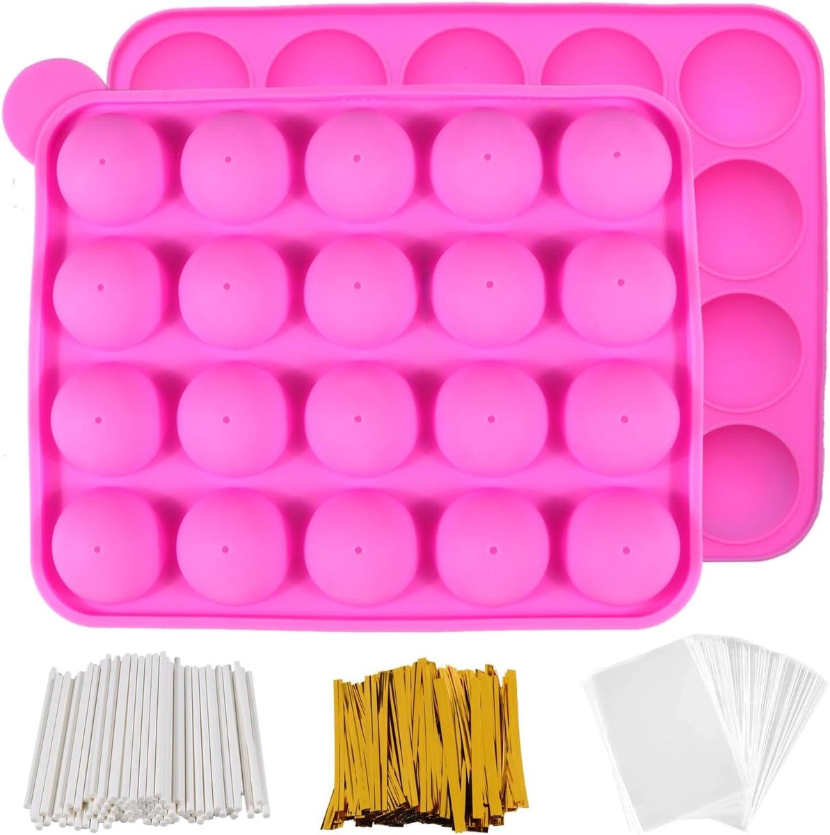 Cakepopvormset - Bakvorm voor Cakepops - Inclusief Sticks, Wrappers en Twist-ties - 301 Stuks