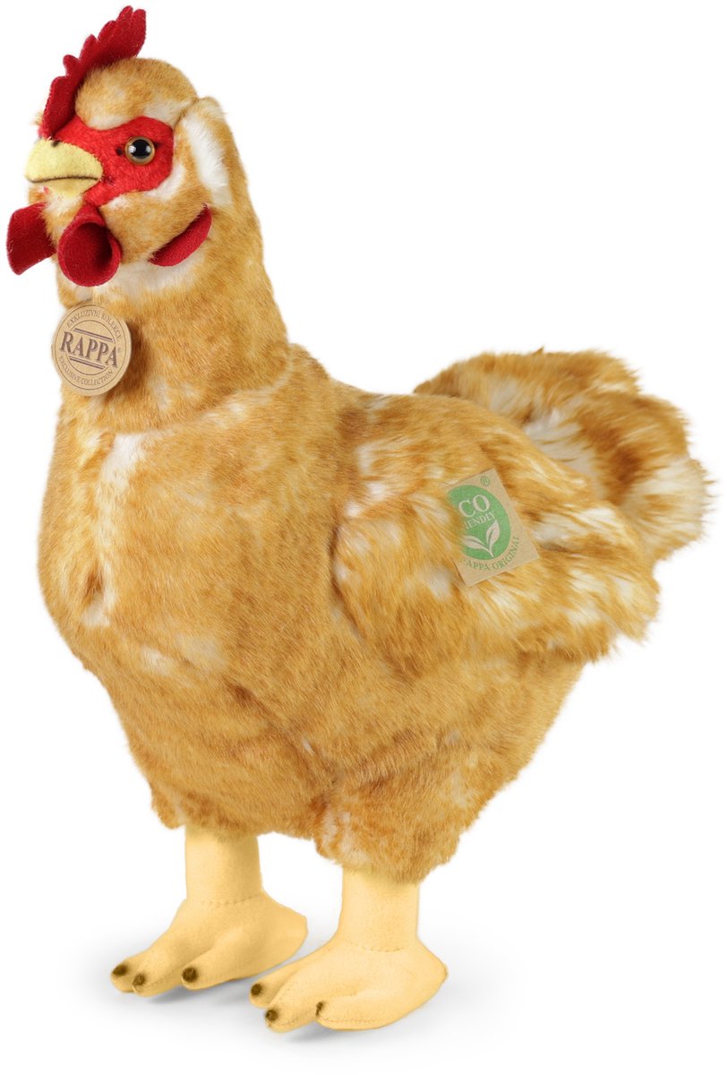 Rappa ECO knuffel hen 33 cm - realistische knuffel van recyclede PET flessen - bruin