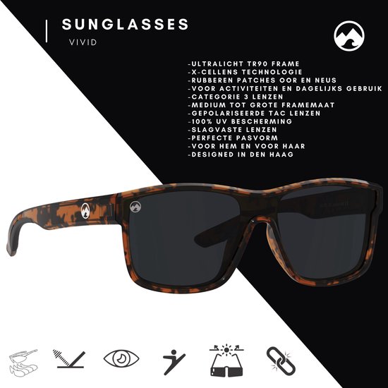 MowMow Vivid Zonnebril - Gepolariseerd - Heren - Dames - Bruin tortoise frame van MowMow — afbeelding 2