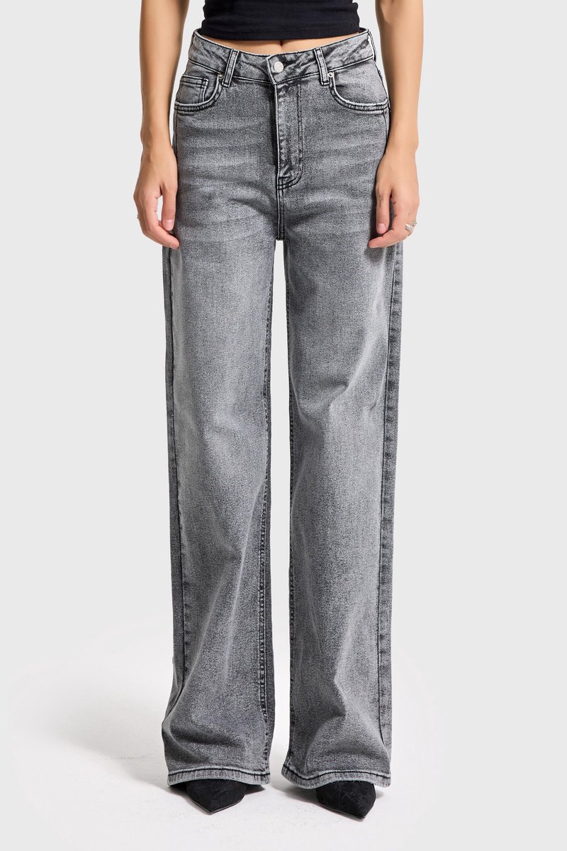 It's Basic - WIDE HIGH RISE JEANS - GRAY