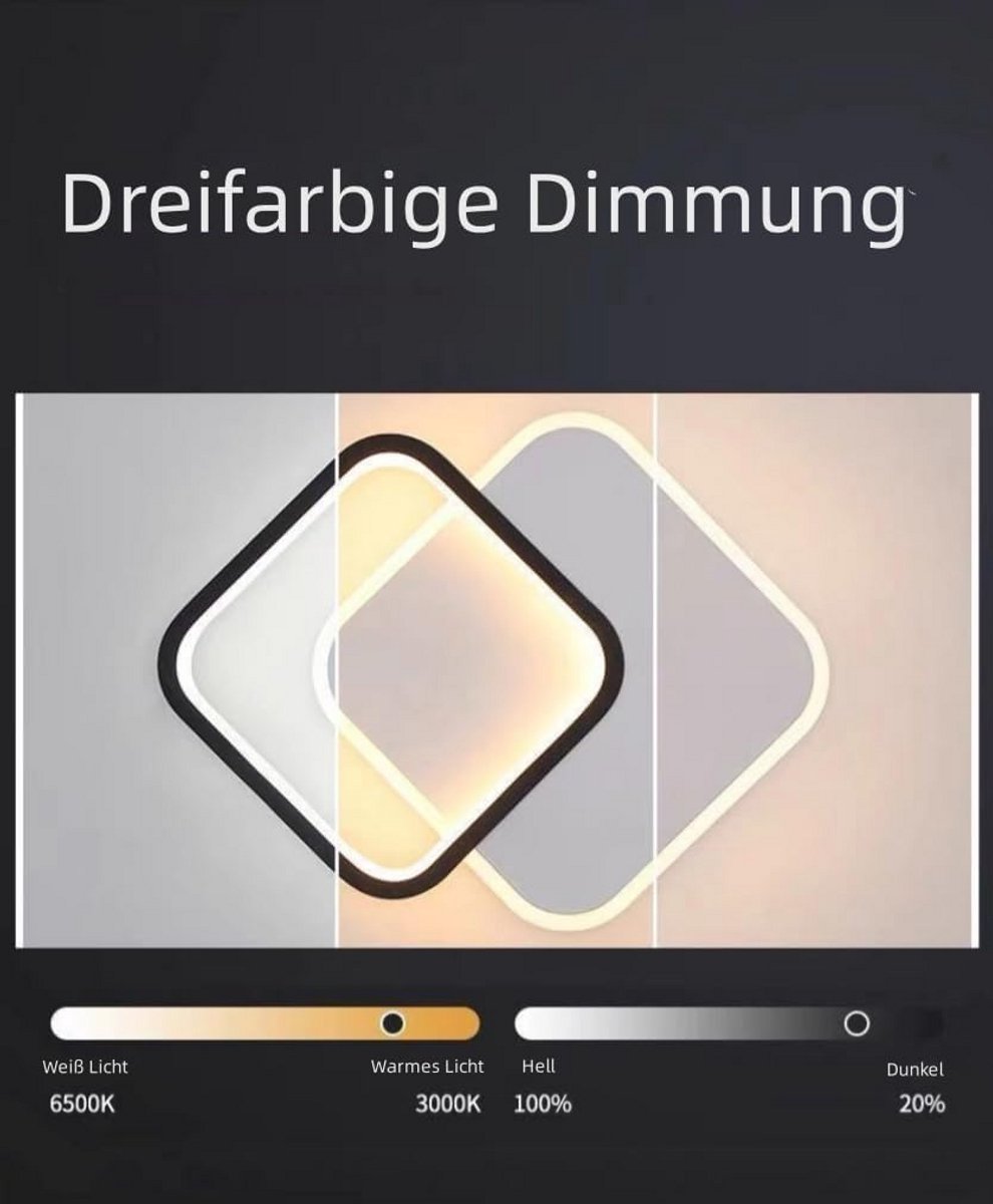 Moderne LED Wandlamp Binnen Vierkant 20W - Instelbaar Lichtkleur (3000K/4000K/6000K) voor 