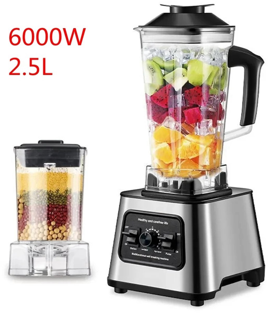 Kelseek Blender - Mixer - Juicer - Smoothie maker - Keukenmachine - Tafelblender - Keukenmixer - 2.5L - 6000W - EU-stekker - Zilver