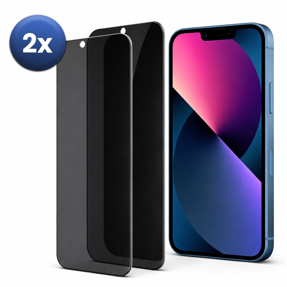 Privacy Screenprotector Geschikt Voor iPhone 14 – Privacy Glass – 2-Pack – Anti-Spy – Gehard Glas 9H – Case Friendly