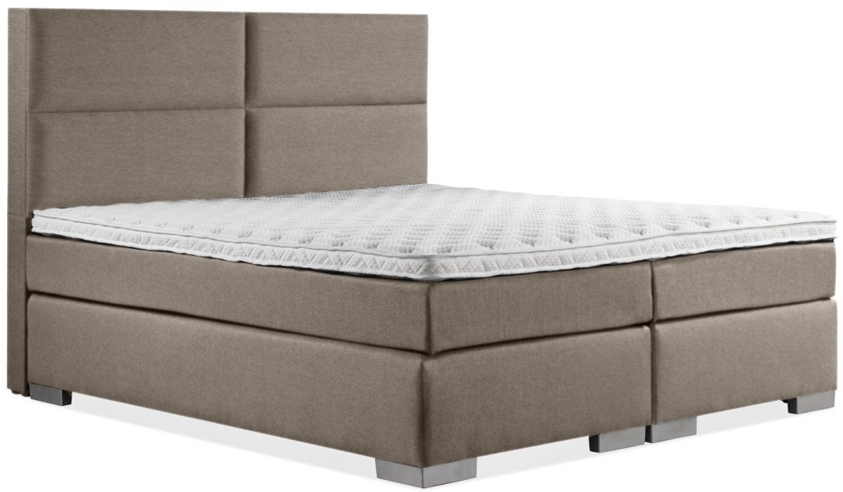 Boxspring Zen - 120x220 - Incl. 4-vaks hoofdbord - Taupe lederlook
