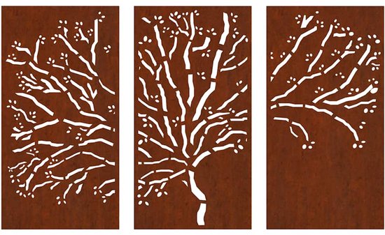 vidaXL - 3-delige - Tuindecoratieset - boomontwerp - 105x55 - cm - cortenstaal