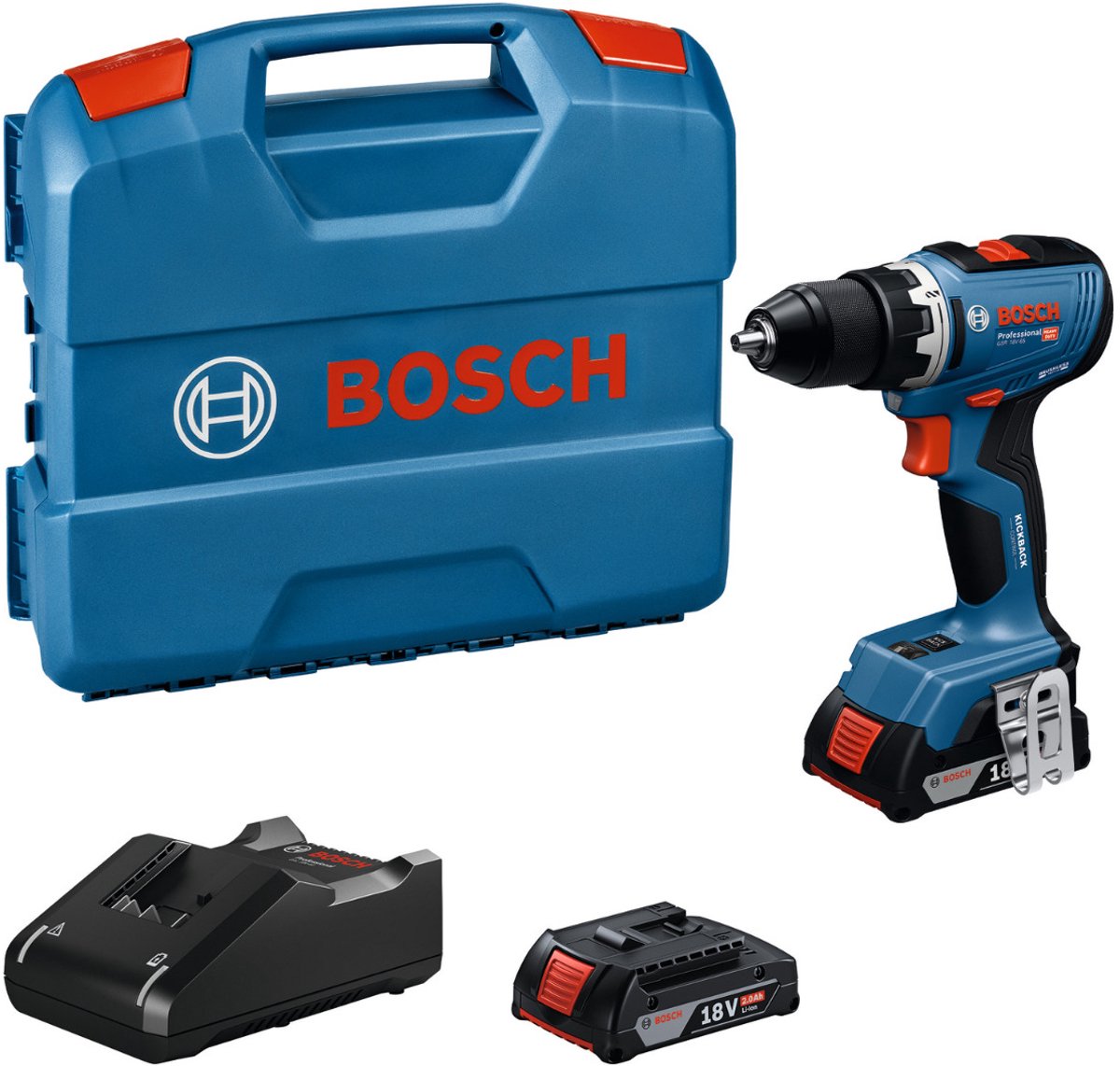 Bosch Professional GSR 18V-65 Accu schroefboormachine 18V 2.0Ah in L-Case - 06019N3000