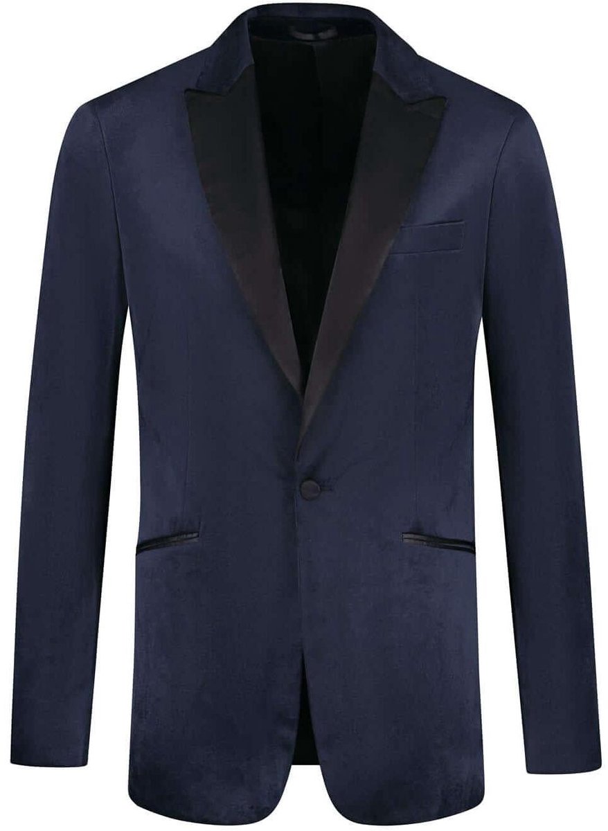 GENTS - Dinnerjacket velvet - Polyblend - Donkerblauw - Maat 46/M