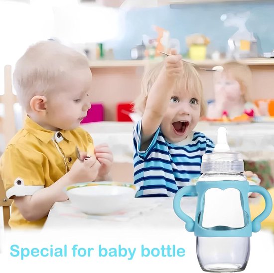 3-pack siliconen babyfles handgrepen voor smalle flessen - ergonomische flessenhouder - kinderen - baby - Dr. Brown - handig in gebruik van Merkloos — afbeelding 3