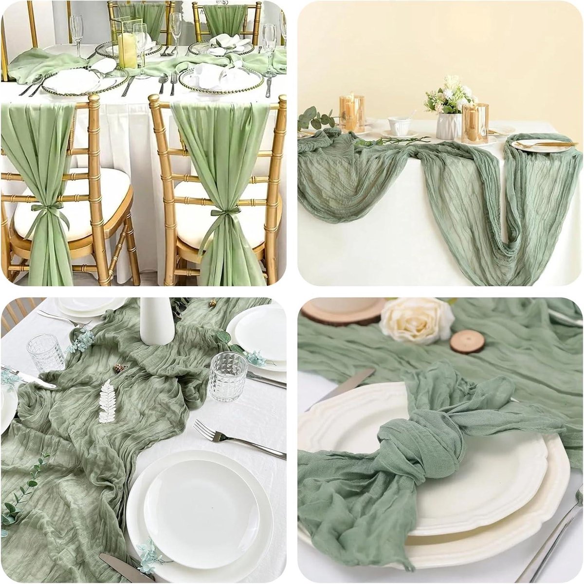 Doorzichtige tafelloper groen 90 x 300 cm voor bruiloft en babyshower