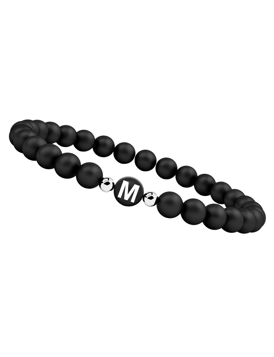 good.designs Parelarmband van agaatstenen met de letter M
