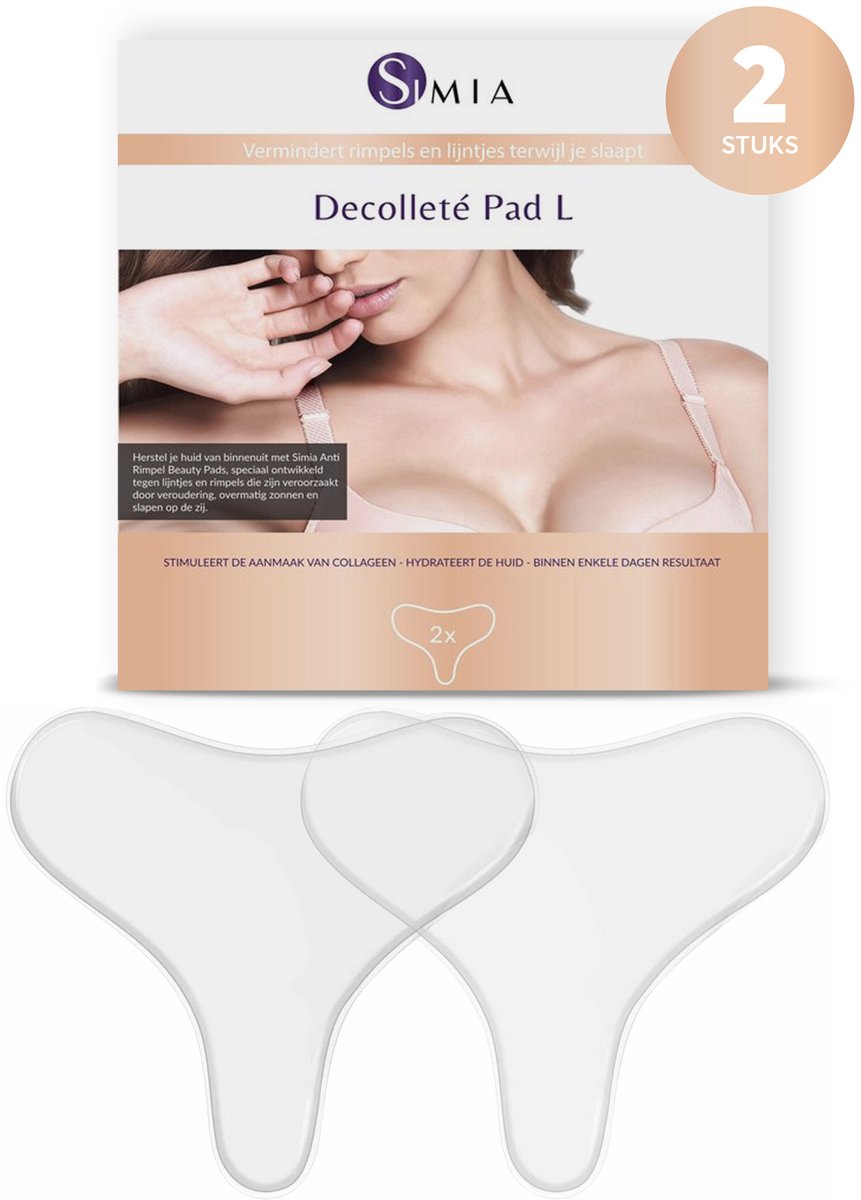 Simia™ Anti Rimpel Beauty Pads - Decolleté Large T Shape Set (2 Stuks) - Herbruikbaar anti aging siliconen pad tegen lijntjes en slaaprimpels
