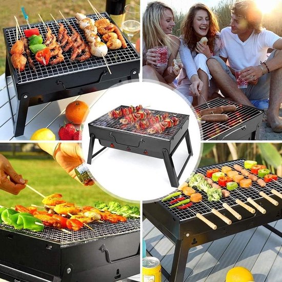 Opvouwbare BBQ - Draagbare tafelgrill - Rechthoekig ontwerp - Compact en lichtgewicht - Zwart van Merkloos — afbeelding 2