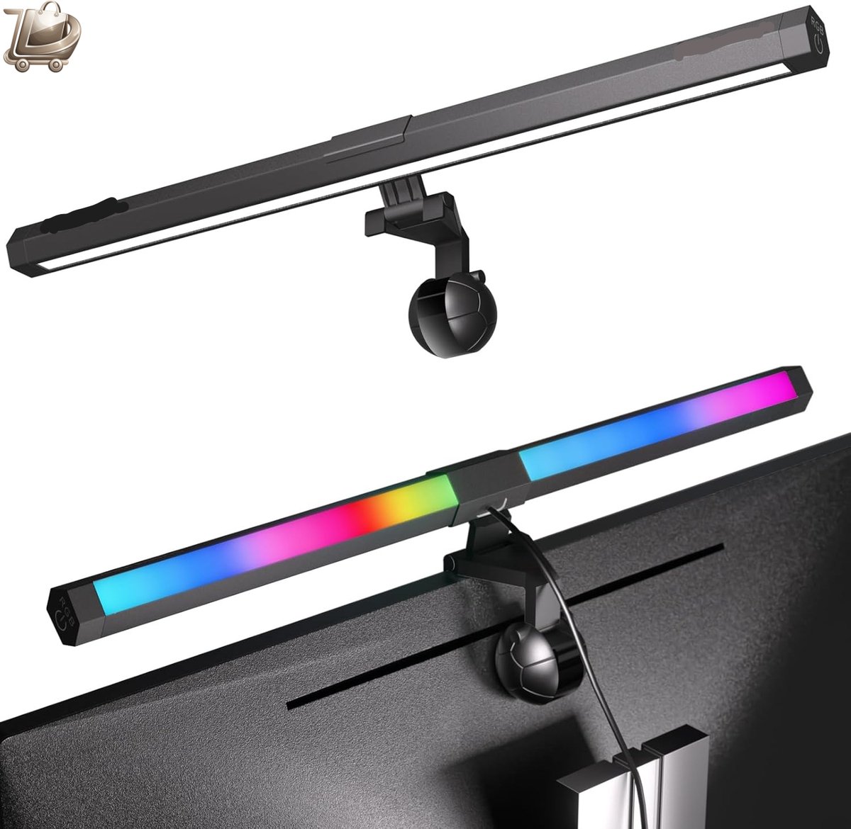 Computer Monitor Lamp - Anti-Blauw Licht - Bureaulamp - Instelbare Helderheid en Kleurtemperatuur - 15 RGB Sfeerverlichting - LED USB Lamp - Touch Control - Schermlamp Anti-Radiatie - Energieklasse E