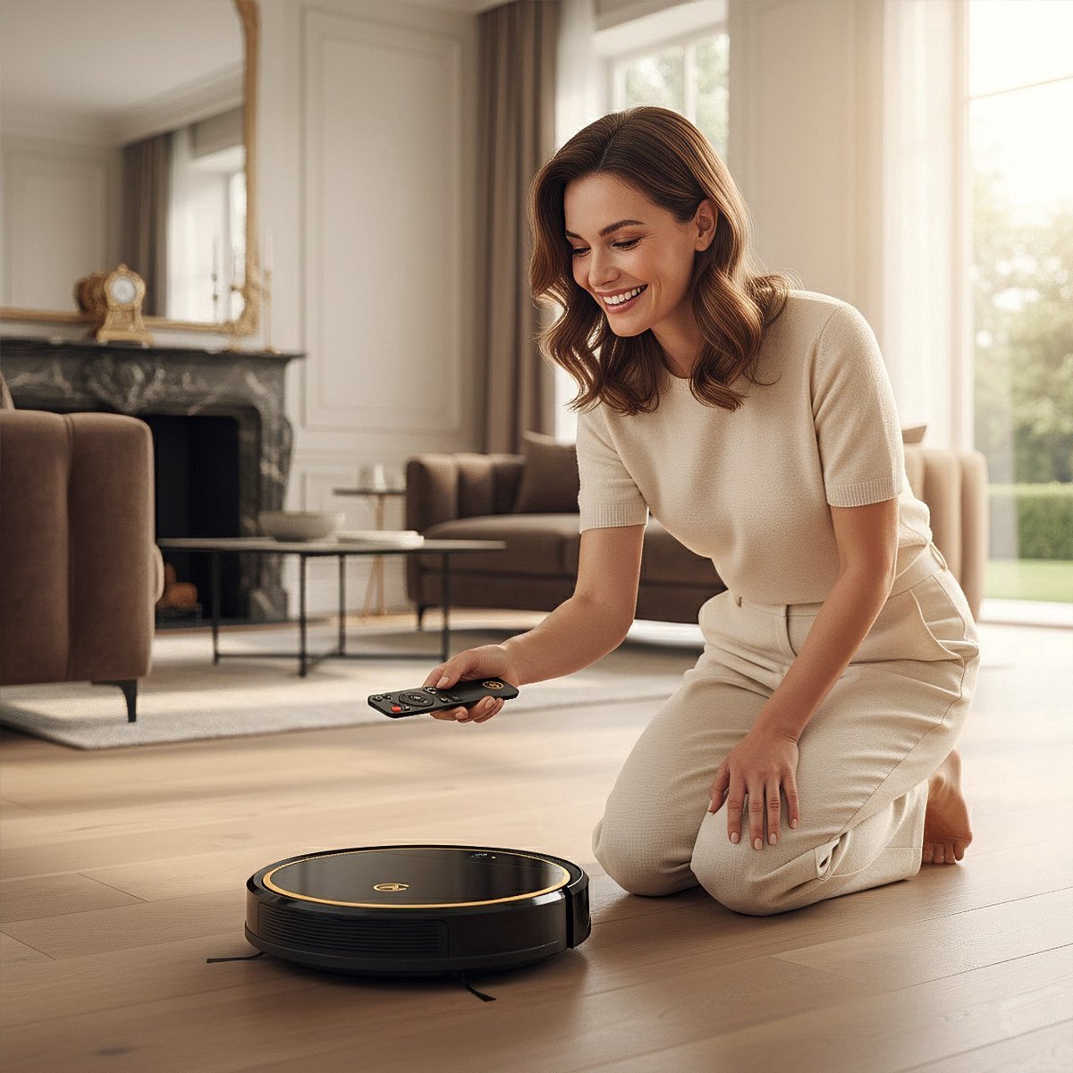 AG Robotstofzuiger met Dweilfunctie - 120minuten - Met Oplaadstation - Robotstofzuigers - Gold Ring - Huisdieren - met Dweil - Luxe 2-in-1 Robotstofzuiger - Dweilrobot - Automatisch opladen - met App of afstandsbediening - 2500Mah - Black Gold Editie — afbeelding 4