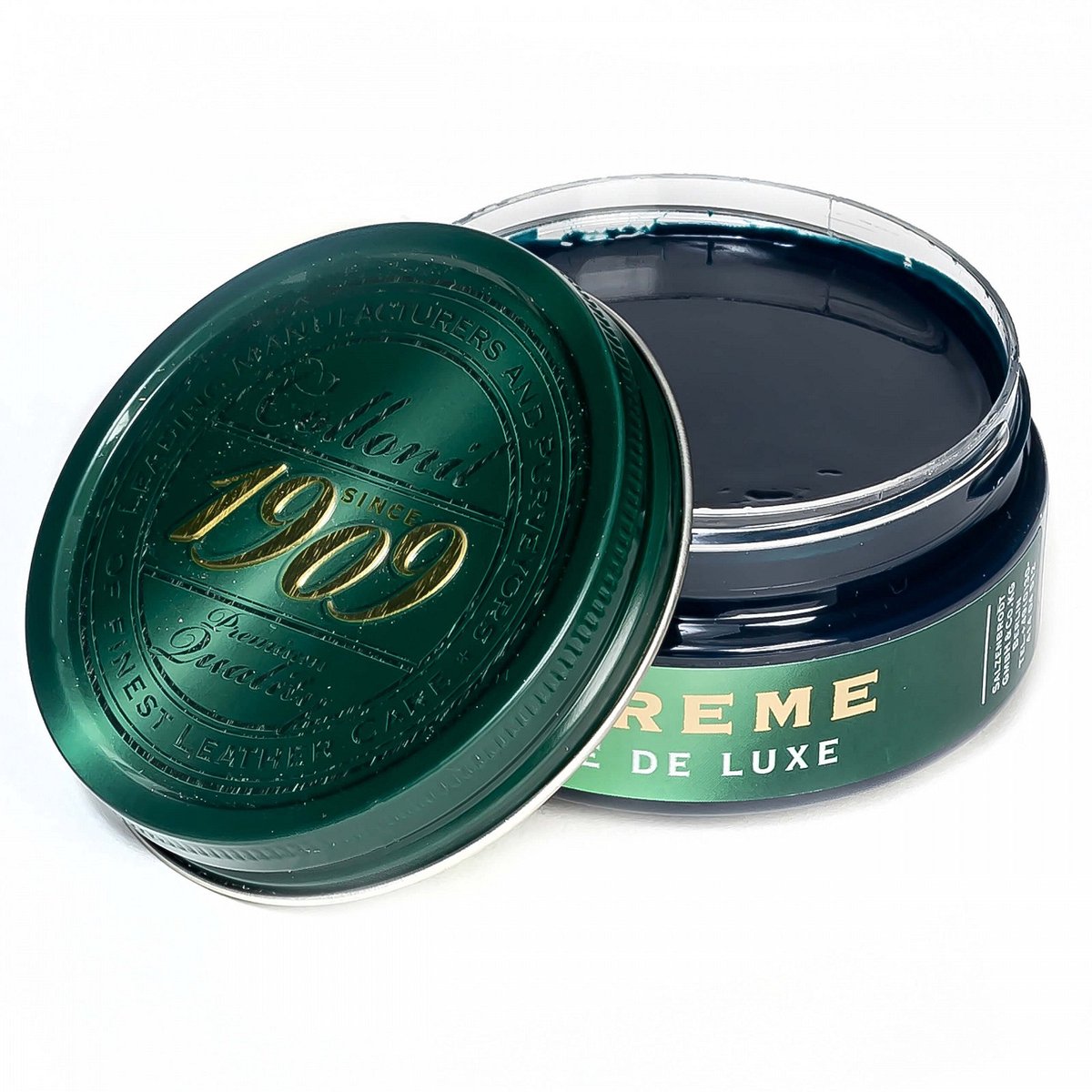 1 glazen potje a 100 ml zwarte schoenpoets leercreme voor glad leer collonil 1909 zwart