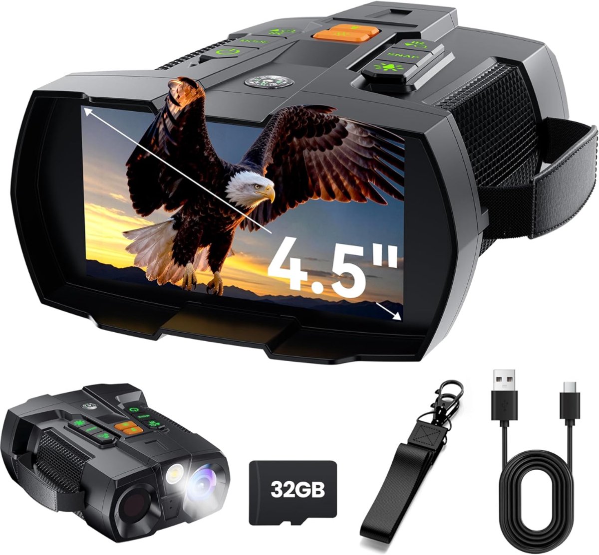 Zyrex® Nachtkijker - Nachtzichtkijker - Infraroodkijker - 10-voudige Zoom - 32 GB Geheugenkaart - Zwart - 20cm x 18cm x 11cm