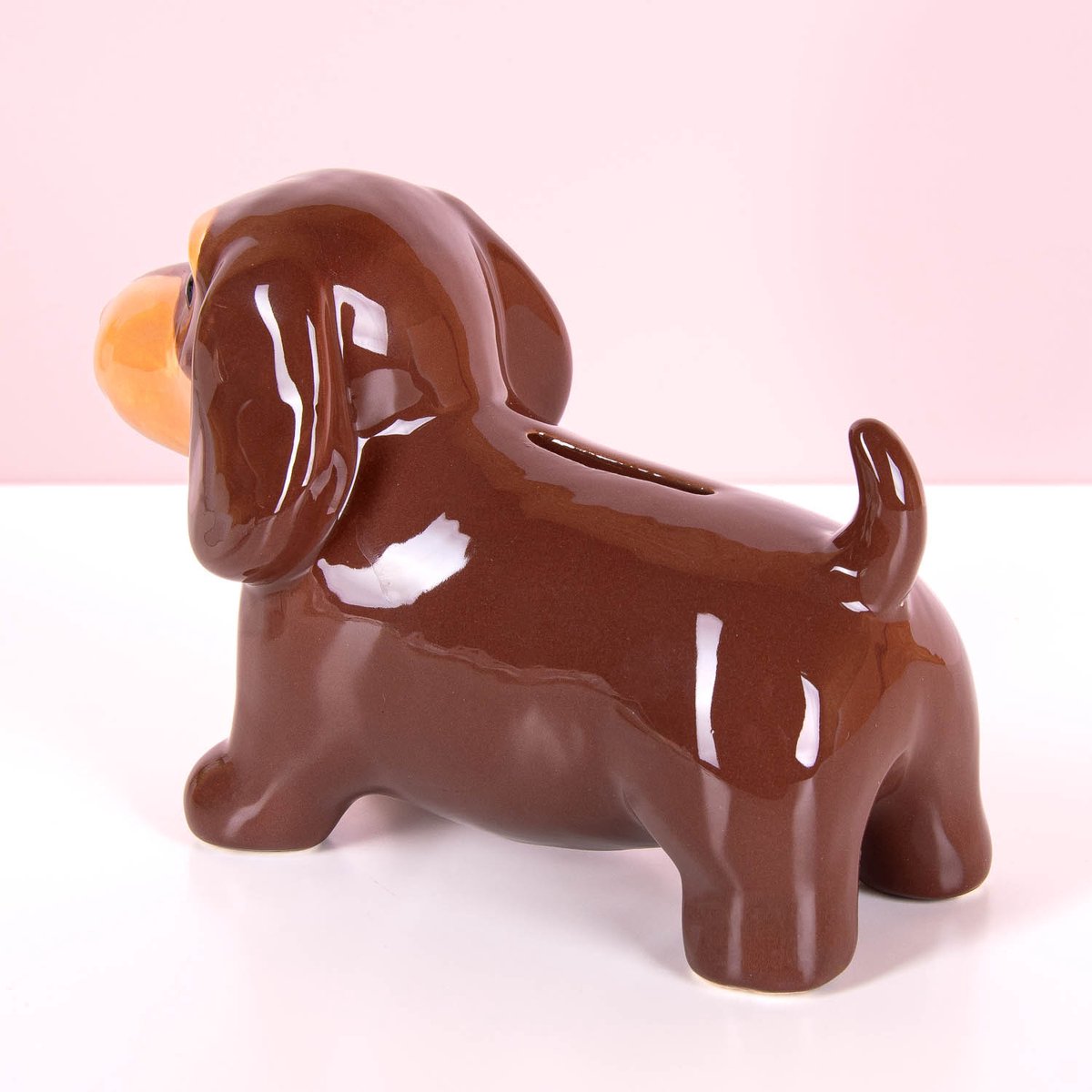 Out of the Blue Spaarpot Teckel - keramiek - 18 x 13 cm - bruin - spaarpot - hond - honden