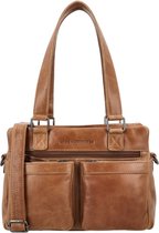 Hide & Stitches Porto Handtas - Leer - 3 Hoofdvakken - Voorvakken - Schouderband - Dames - Compact - Schoudertas - Tas - Leren Dames Tas - Bruin