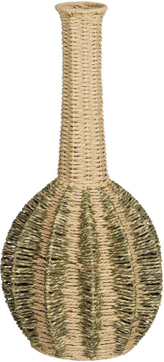 Mica Decorations Decoratieve Vaas - Bloemenvaas 56 x Ø25 cm - Woondecoratie Bloemvaas voor Binnen - Papier, IJzer - Lichtgeel, Groen