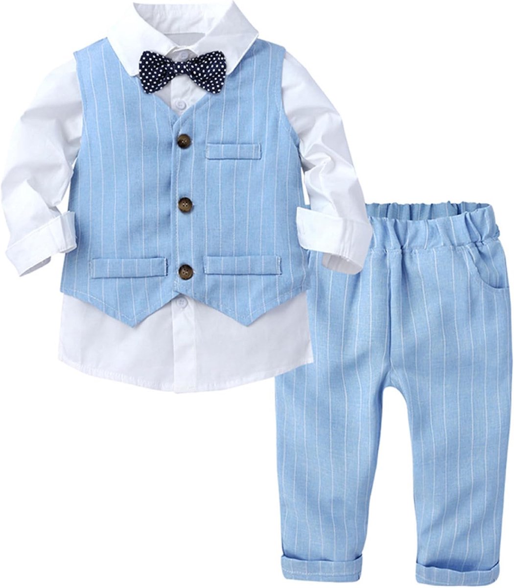Feestelijke Jongens Kostuum 3-Delig Baby Jongen Bruiloft Dopen Kleding Set Maat 74-104
