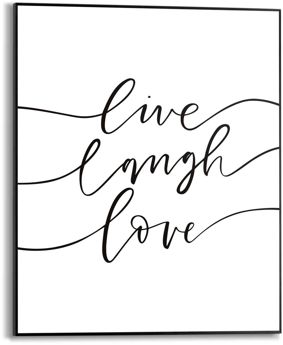 REINDERS Schilderij Live laugh love - 50 x 40 - Hout - REINDERS Zwart-Wit Zwart