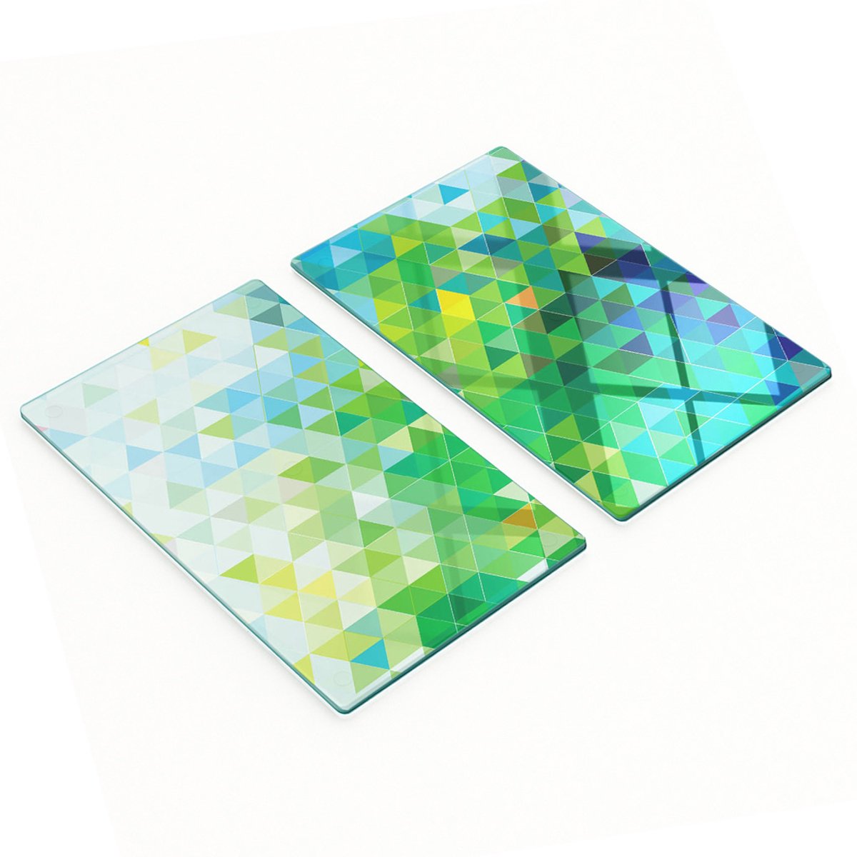 Set van twee glazen snijplanken met abstracte driehoeken, 2x30x52 cm