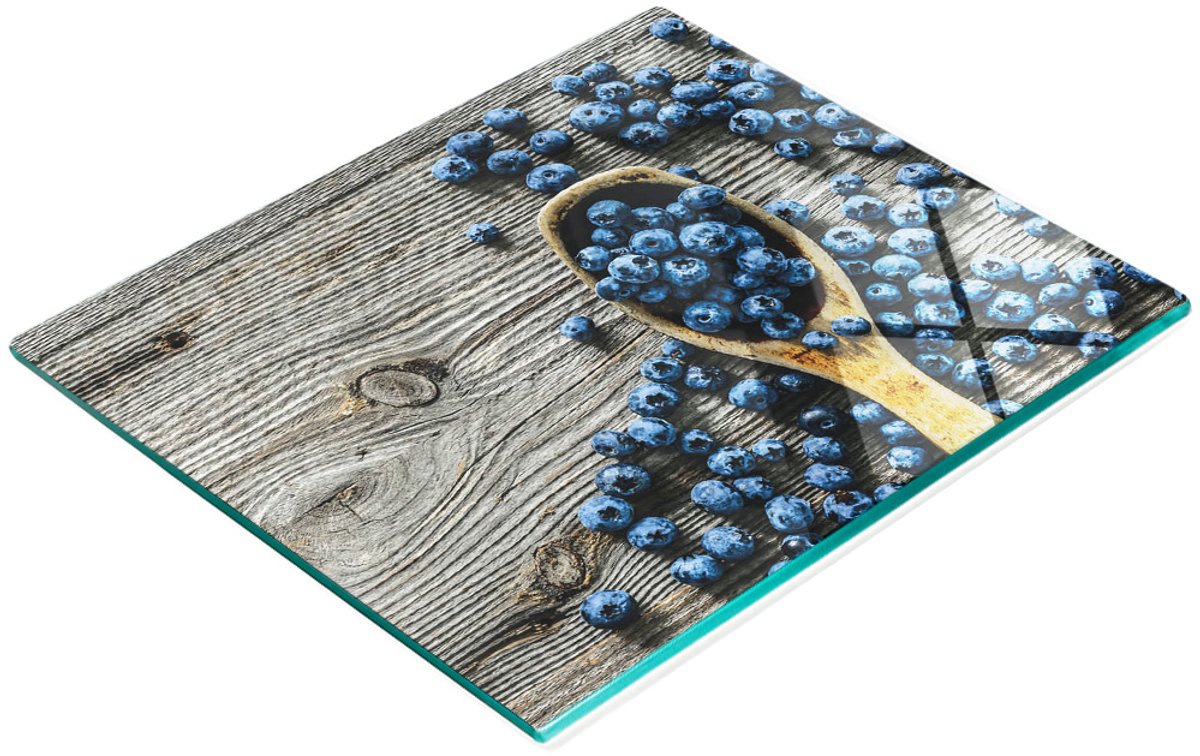 Decoratieve glazen keukensnijplank in bessenhoutstijl, 60x52 cm