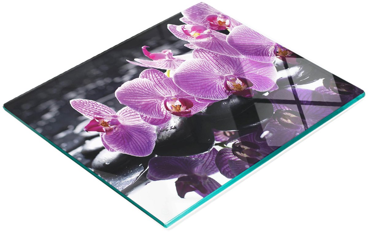 Decoratieve glazen snijplank voor in de keuken, roze orchidee, 60x52 cm