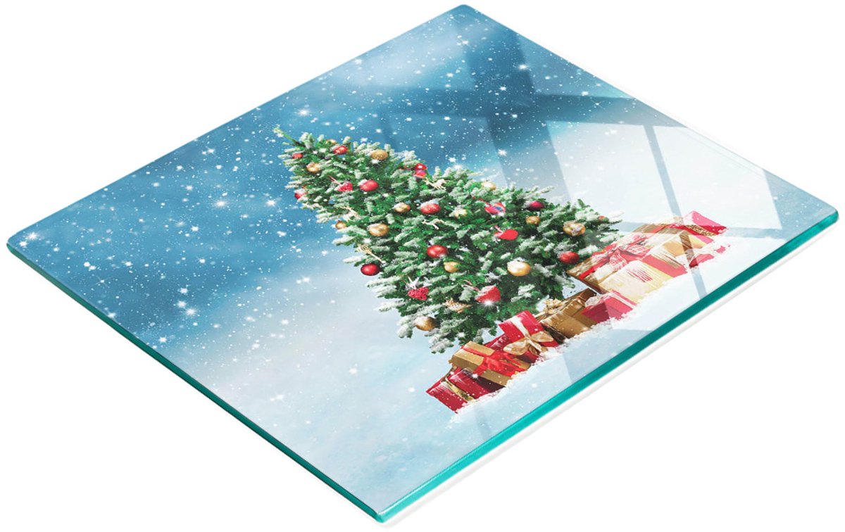 Decoratieve snijplank van gehard glas in kerstboomvorm, 60x52 cm