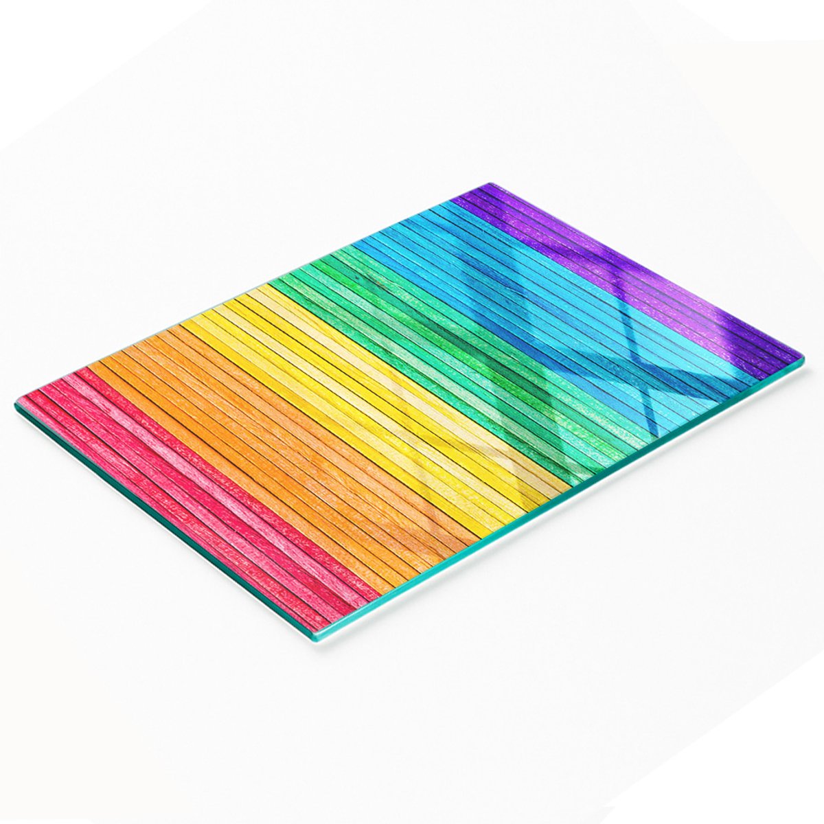 Gehard multifunctioneel decoratief bord van glas met gekleurde strepen, 80x52 cm