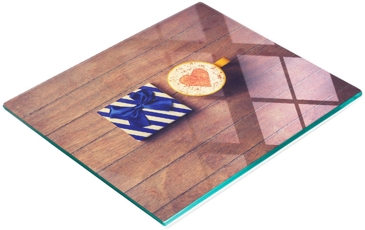 Decoratieve glazen snij- en serveerplank, koffiecadeau, 60x52 cm