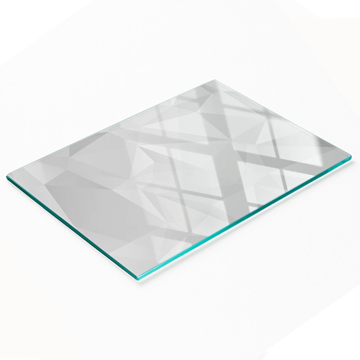 Bord van gehard glas met decoratief abstract driehoekspatroon, 80x52 cm
