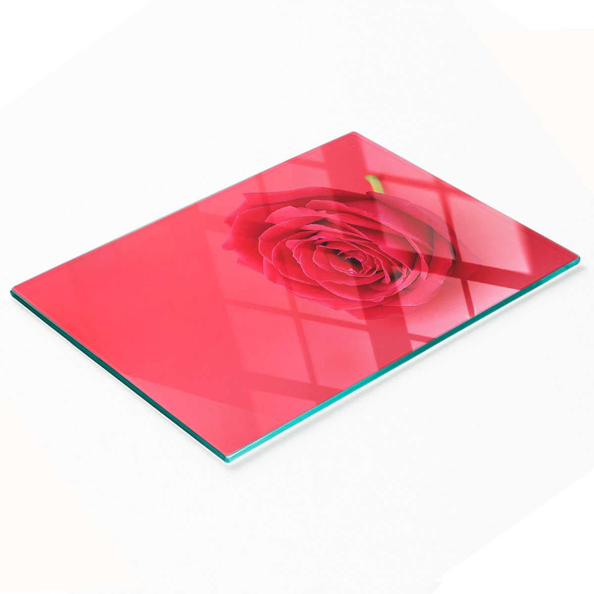 Decoratieve glazen snijplank voor in de keuken, rode roos, 80x52 cm
