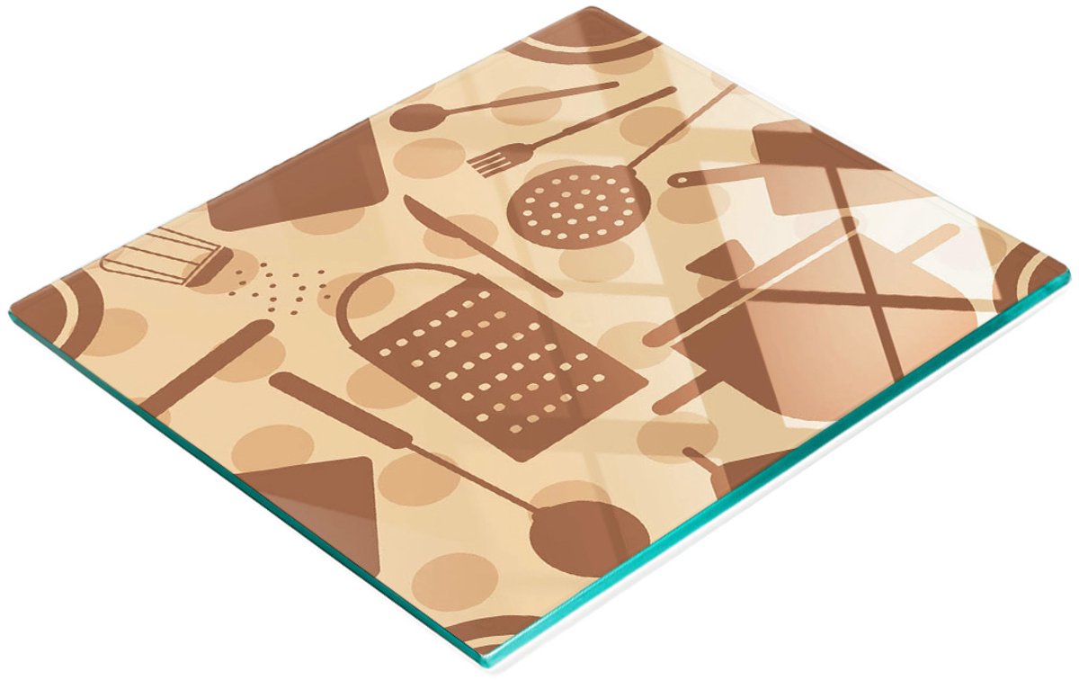 Decoratieve snijplank van gehard glas, keukengerei, 60x52 cm