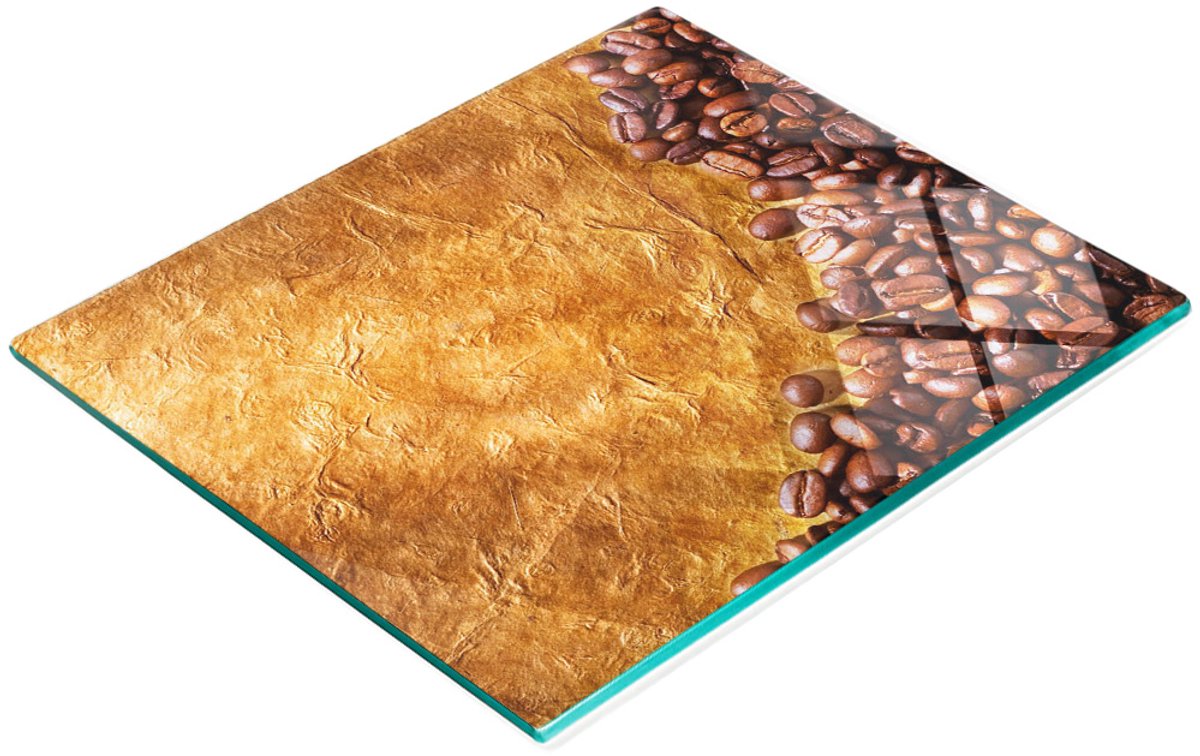 Duurzame en stijlvolle glazen snijplank met koffieboonpatroon 60x52 cm