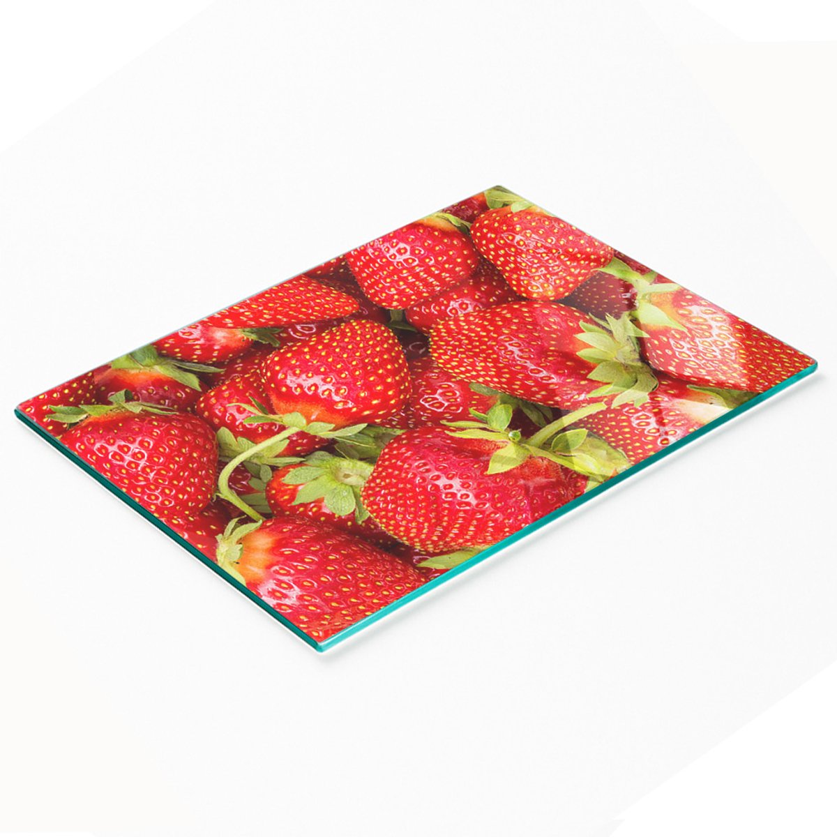 Decoratieve glazen snijplank met aardbeienmotief, 80x52 cm