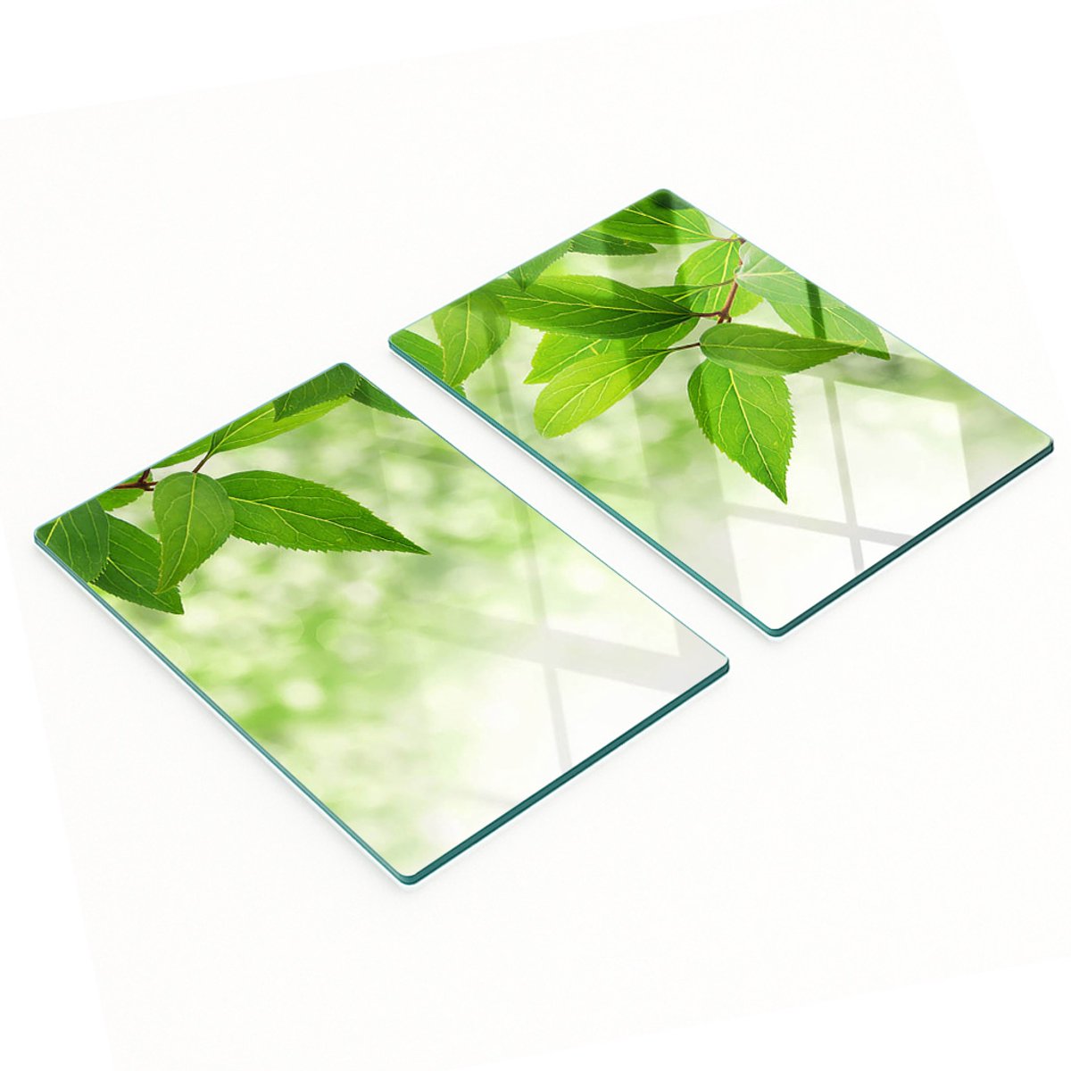 Decoratieve glazen snijplanken met groene bladeren, 2x40x52 cm