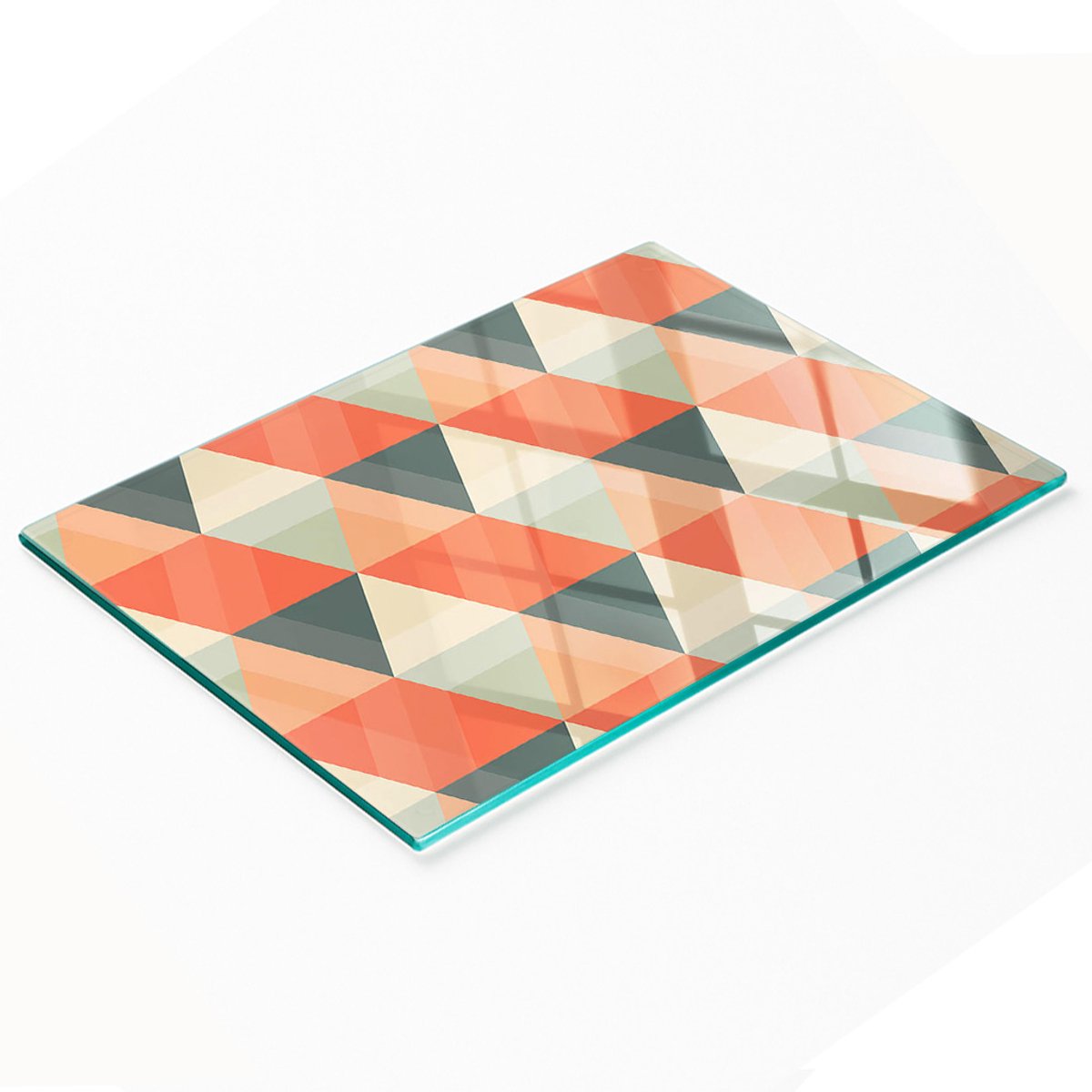 Multifunctioneel decoratief glazen bord met geometrische vormen, 80x52 cm
