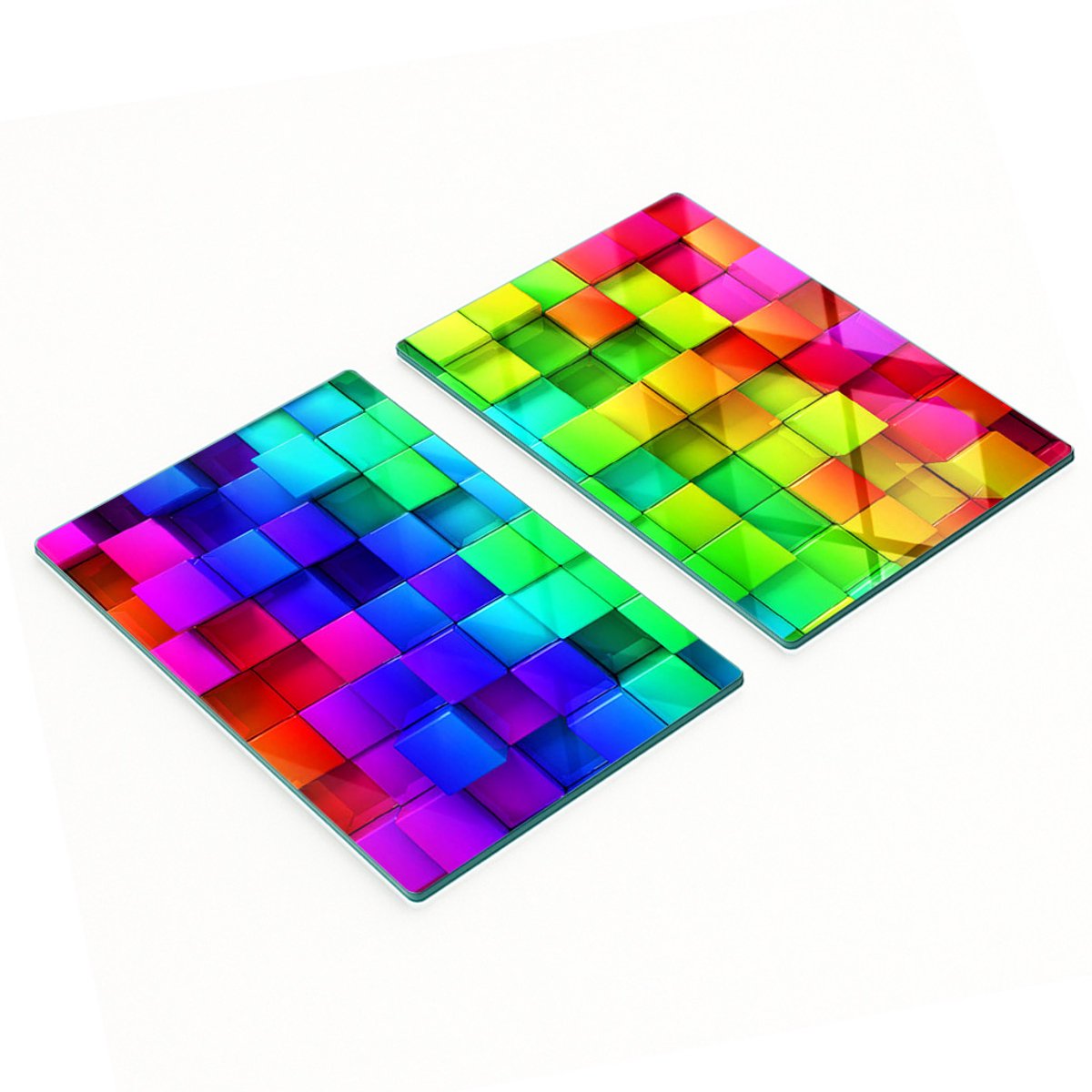 Decoratieve snijplanken van gehard glas in gekleurde dozen, 2x40x52 cm